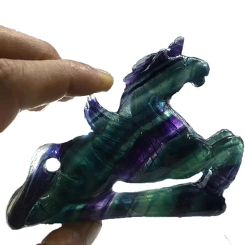 

Natural Crystal Stone Rainbow Fluori HORSE Sculpture Office Home Efficacious FENG SHUI Talisman Protection Money Drawing Crystal