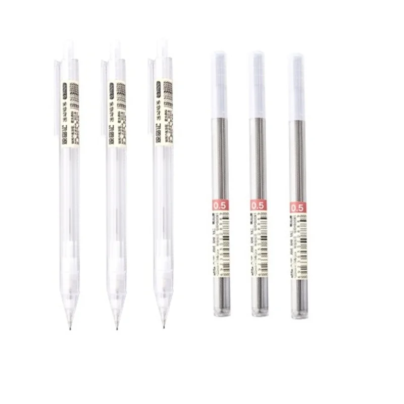 

6 pcs Transparent pencil 0.5mm mechanical pencils 2B Black lead pen Stationery Office tool school supplies material escolar F892