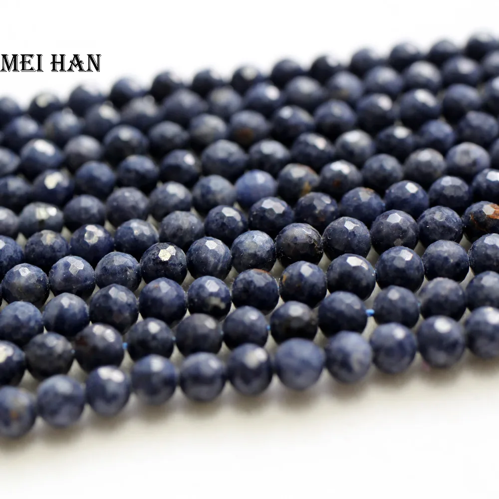 Meihan(1 прядь/комплект) натуральный синий сапфир 4,3 мм граненые круглые свободные модные бусины для изготовления ювелирных изделий
