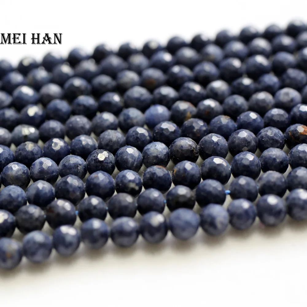 

Meihan Free shipping (1 strand/set) Natural Blue sapphire 4.3mm faceted round loose fashion beads for jewelry making design