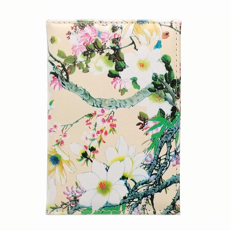 Colorful Printed Cherry Flowers Passport Covers Pu Leather Beautiful