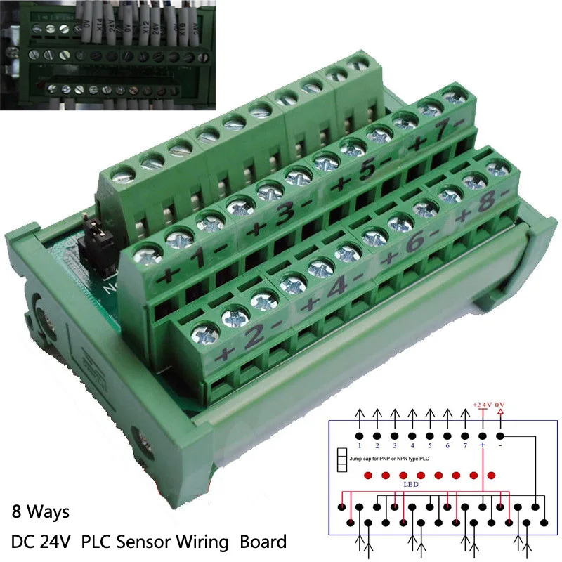 DC 24V Силовой Кабель распределительный разделитель клеммный блок коммутационная плата din-рейка - Цвет: sensor wiring board