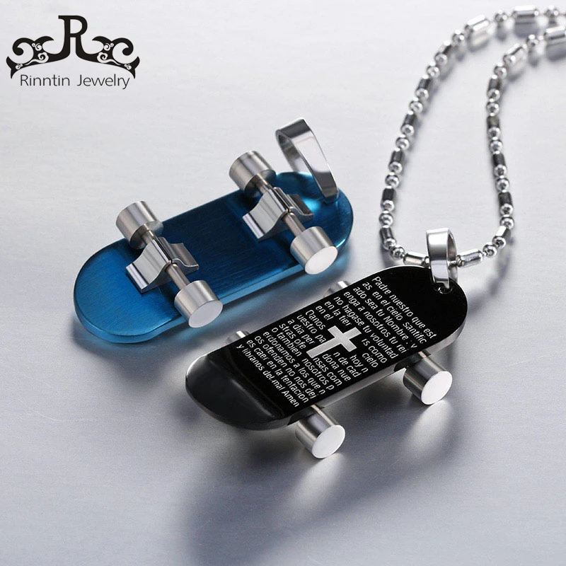 

ORSA JEWELS 316L Stainless Steel Necklace with Blue/Black Plated Necklace Pendant for Men High Quality Fashion Jewelry DGTN01
