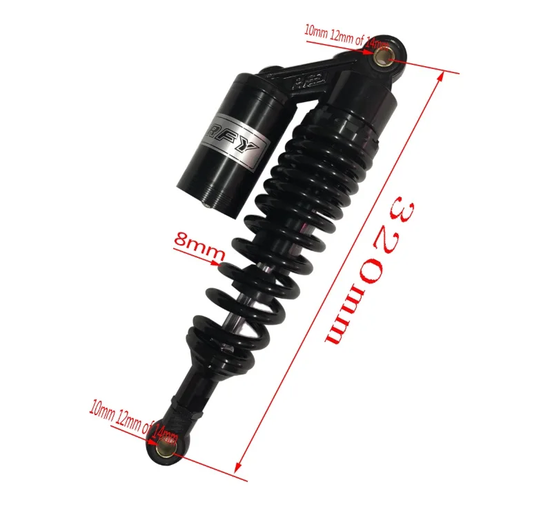 RFY 8MM SPRING 300MM/310MM/320MM AIR/NITROGEN MOTORCYCLE SHOCK ABSORBERS FOR Honda/Yamaha/Suzuki/Kawasaki/Dirt bikes/ ATV BLACK