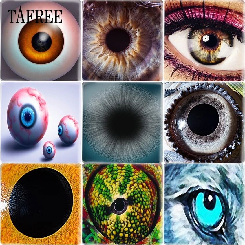 

TAFREE Women Fashion DIY Different Eye Balls Square Charm Glass Cabochon Dome 25mm Jewelry Findings