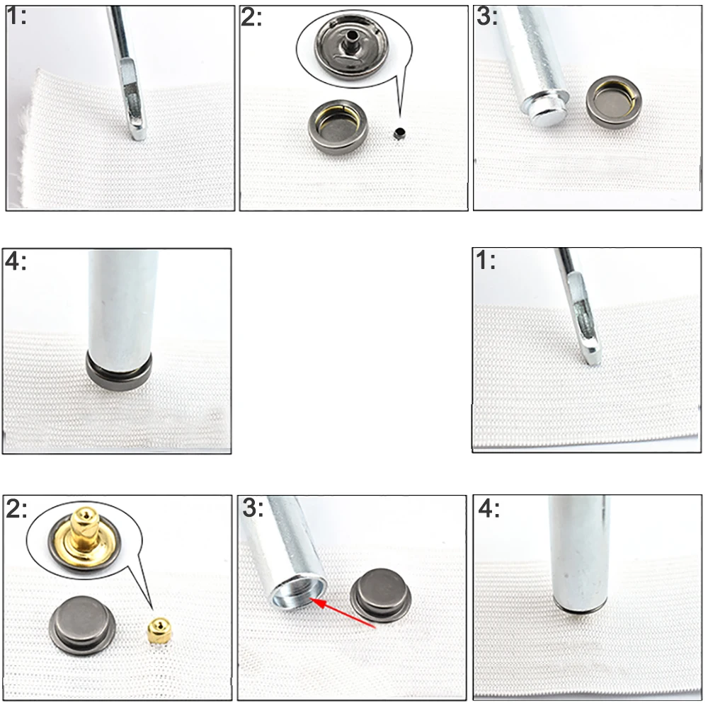 20 Набор латунных защелок и инструментов Швейные защелки хлопковое пальто металлические защелки куртки кнопки Пряжка для бумажника., Круглым носком и металлическими заклепками