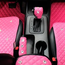 Di alta Qualità di Cristallo di Cuoio del PVC Auto Freno A Mano Grips Coperture Gear Shifter Freno A Mano Diamante Accessori per Interni Auto Delle Donne