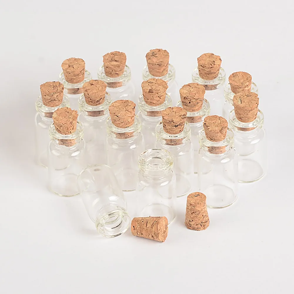 Mini Glass Bottles with Cork Empty Tiny Transparent Glass Bottle Jars 1ml 13x24x6mm 100Pcs