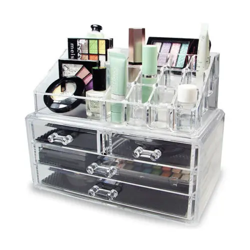 4 ящика прозрачный акриловый косметический организатор макияж Чехол для хранения ювелирных изделий держатель Box