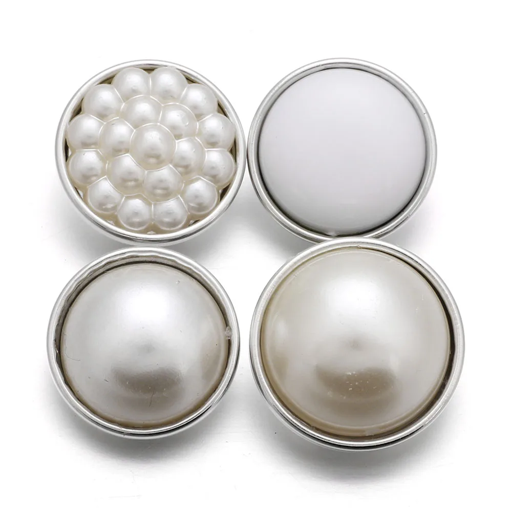 

10pcs/lot White Resin Snap Button Jewelry Alloy Button Mixed Style Ginger 18mm Snap Buttons fit Snap Bracelet Bangles