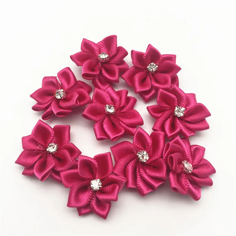 satin flower /& pearl bows 20pcs wedding stationary scrapbook embellishment trim
