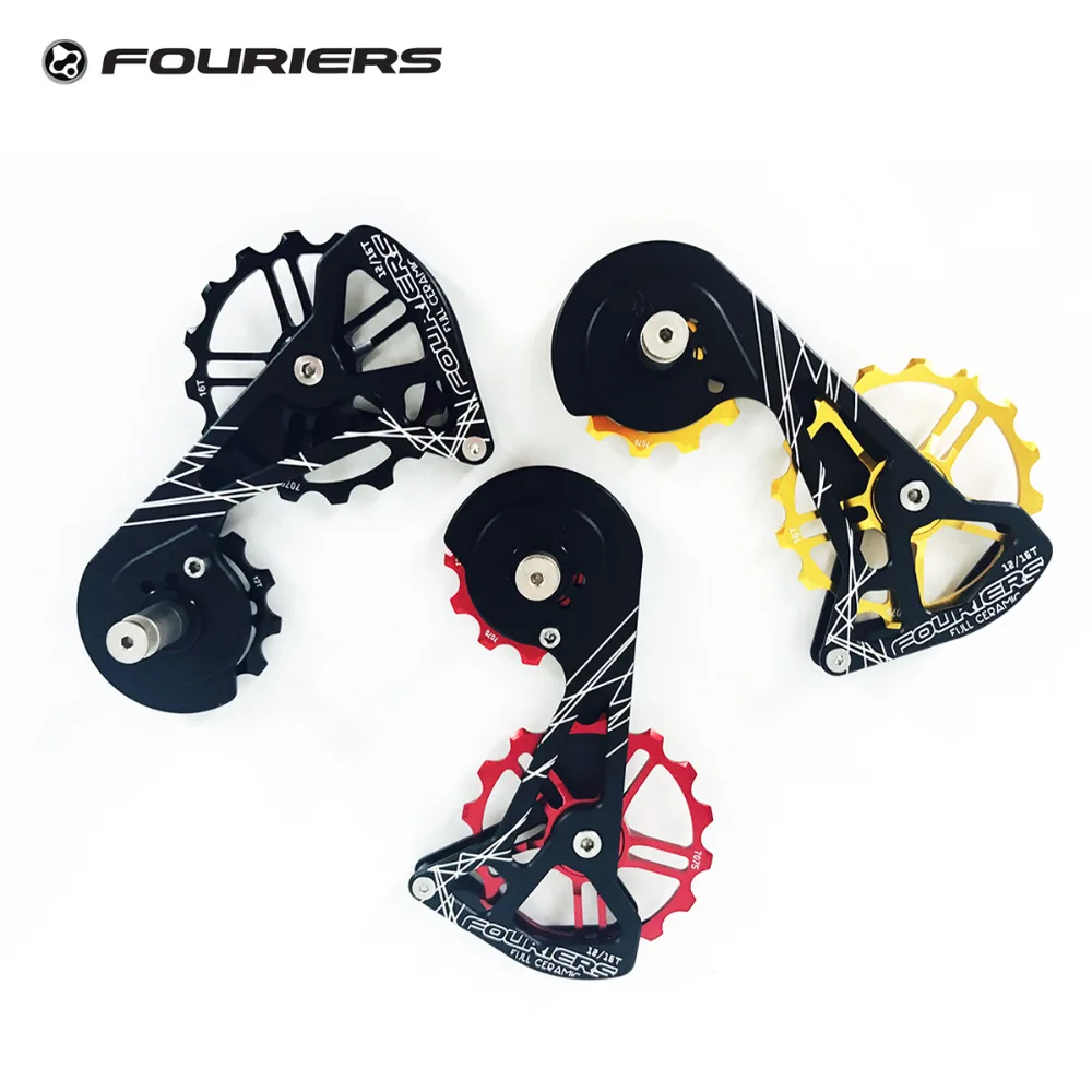 

Fouriers CNC Road Bike Rear Derailleur Cage Full Ceramic Pulleys 12T - 16T Bicycle Drivetrain Jockey For RD 8000 9100