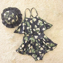 Dollplus/Одежда для Купания Девочек преддошкольного возраста бикини ванный комплект мода Цветочный принт летний купальник для малышей, купальник купальный костюм одежда для купания