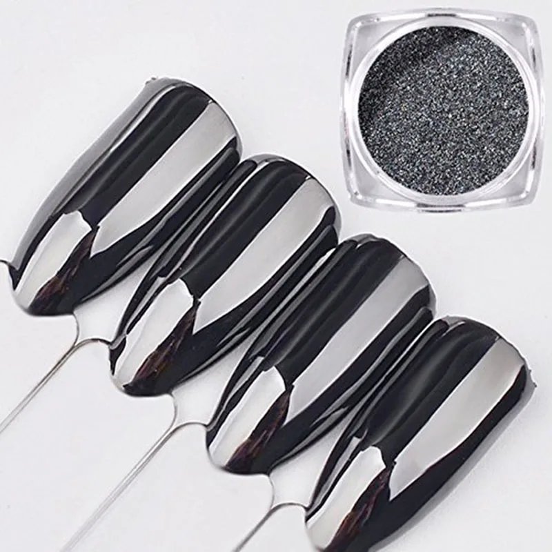 

MIOBLET 2g Mirror Effect Black Nail Glitter Powder DIY Nail Art Decorations Shining Chrome Pigment Dust Paillettes Manicure #M23