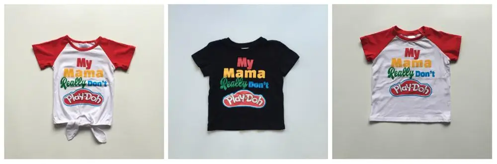 

new arrival red summer T-shirt top short sleeves tie top raglans t-shirt my Mama really don't cotton girls boys clothes