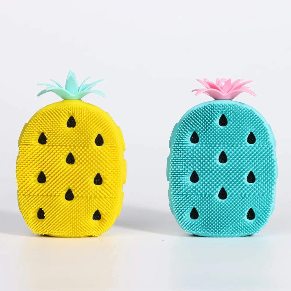 Lovely Pineapple Silicone Massage Bath Brush Face& Body Scrub Tool soft Silicone Massage Bath Brush Bathroom Accessories BB4