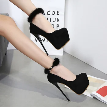 

2019 new Korean version 17 cm high heels fish mouth Baotou hate high nightclub sexy single shoes women