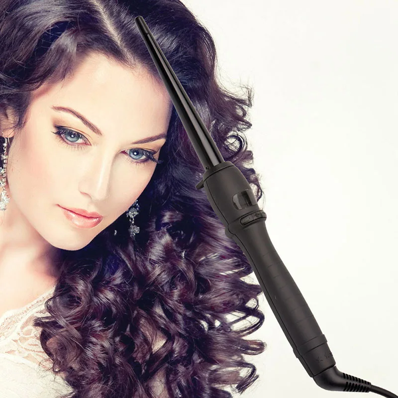 Ckeyin ceramic heating element hair curling wand rollers long life cone hair curler digital temperature control