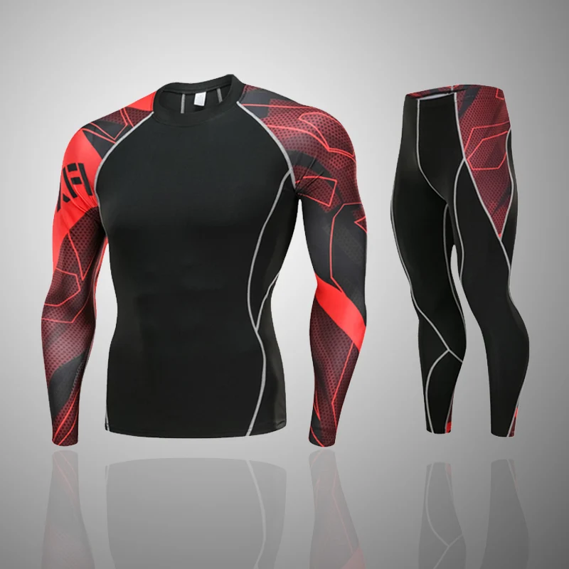 Новое мужское и женское термобелье для бега функциональное компрессионное спортивное белье MMA rashgard комплект из 2 предметов, Спортивная футболка, спортивные костюмы