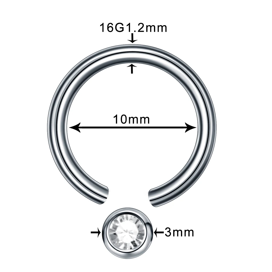 1 шт. титановое Кристальное кольцо из бисера, Опаловый Шар для сосков, губ, бровей, пирсинга носа, Ушная перегородка, спираль, пирсинг, ювелирные изделия для тела