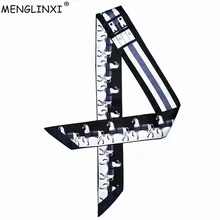 Новинка, роскошный брендовый шарф, Женский Полосатый шелковый шарф, горячий дизайн, головной шарф с ручкой, маленькие длинные шарфы с лентой