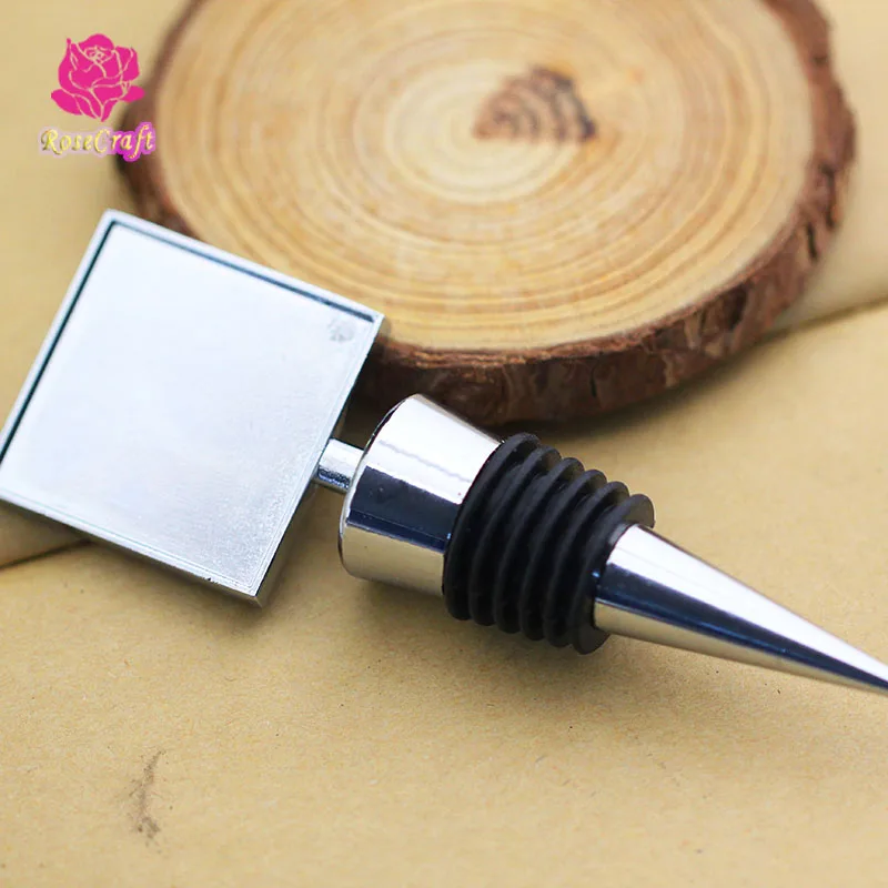 

5pcs Square Metal Wine Bottle Stopper Setting 32mm Blank for DIY Crystal Dome Cabochon Accessories
