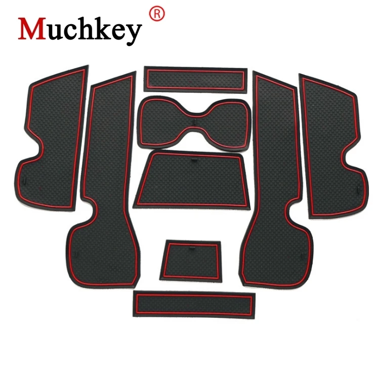 

Muchkey Door Pad/Cup Mats For Volkswagen VW Jetta GLI 2013-2017 Car Gate Slot Mats Interior Non-slip 9pcs Red/White Car Styling