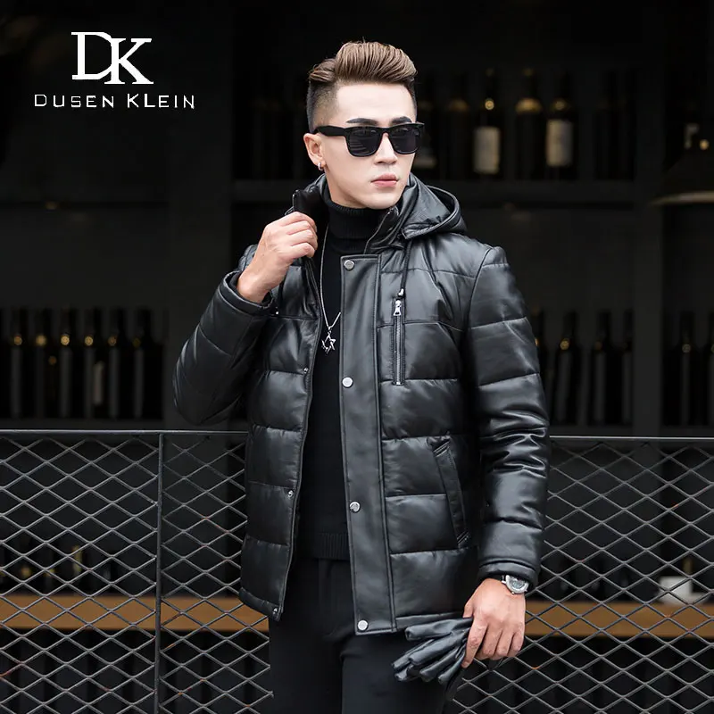 Aliexpress.com : Buy Trench coat men Winter Down leather jackets Dusen ...