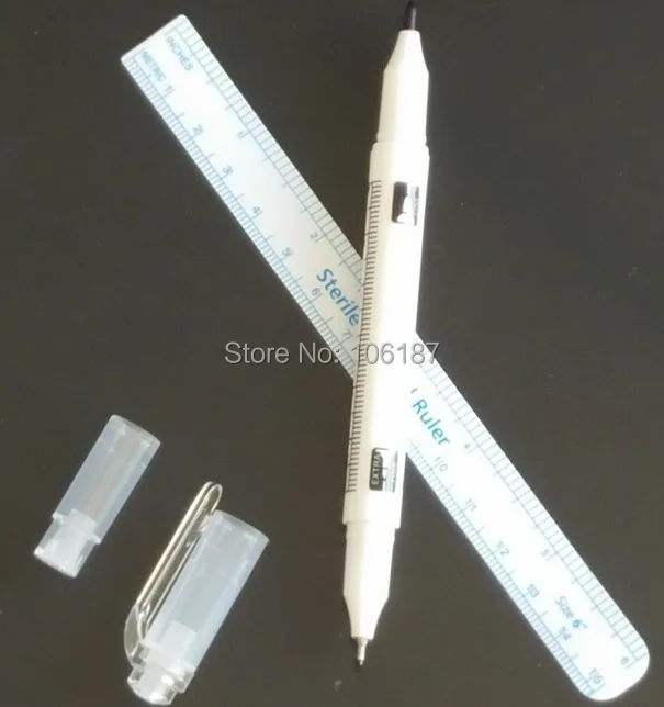 

1Pc Both Head Can be Used Tattoo Permanent Makeup Marker Pen With 1Pc Sterile Ruler Set For Permanent Makeup Eyebrow Lips Supply