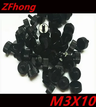 

20PCS M3*10 Black aluminum knurled Thumb hand tighten screw