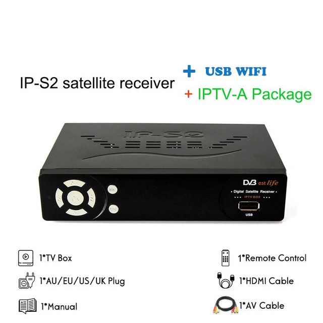 Satxtrem IPS2 Plus IP ТВ спутниковый ресивер DVB-S2 Full HD 1080p с USB WiFi Cam Receptor ТВ цифровой комбо декодер - Цвет: IPS2 n 1 Year IPTV