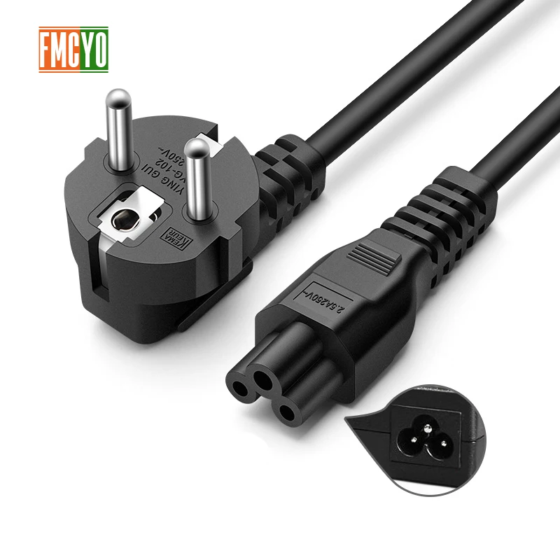 

EU 1.5m/1.8m European IEC C5 Power Cord 0.75mm2 Cloverleaf Power Supply Lead Cable For Notebook/Laptop/AC Adapters
