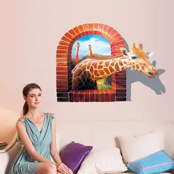 3d обои большой размер поддельные окна Жираф комнаты малыша творческой личности декоративные настенные наклейки Спальня гостиная фрески
