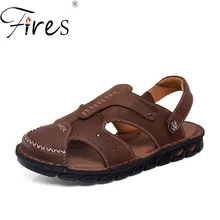 Пожарные мужские летние сандалии; Высококачественная кожаная обувь на плоской подошве; Повседневная дышащая обувь без застежки; Sandalias de Hombre; мужские лоферы