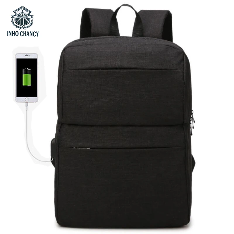 

INHO CHANCY New Multi-function USB Rechargeable Back Pack15 Inch Large-Capacity Laptop Bag Fashion Travel School Bag Men