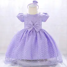 1 предмет, розовое, фиолетовое платье принцессы для маленьких девочек Бусины «бантики», праздничная одежда для дня рождения детский вечерний костюм с цветочным узором для девочек, фотосессия