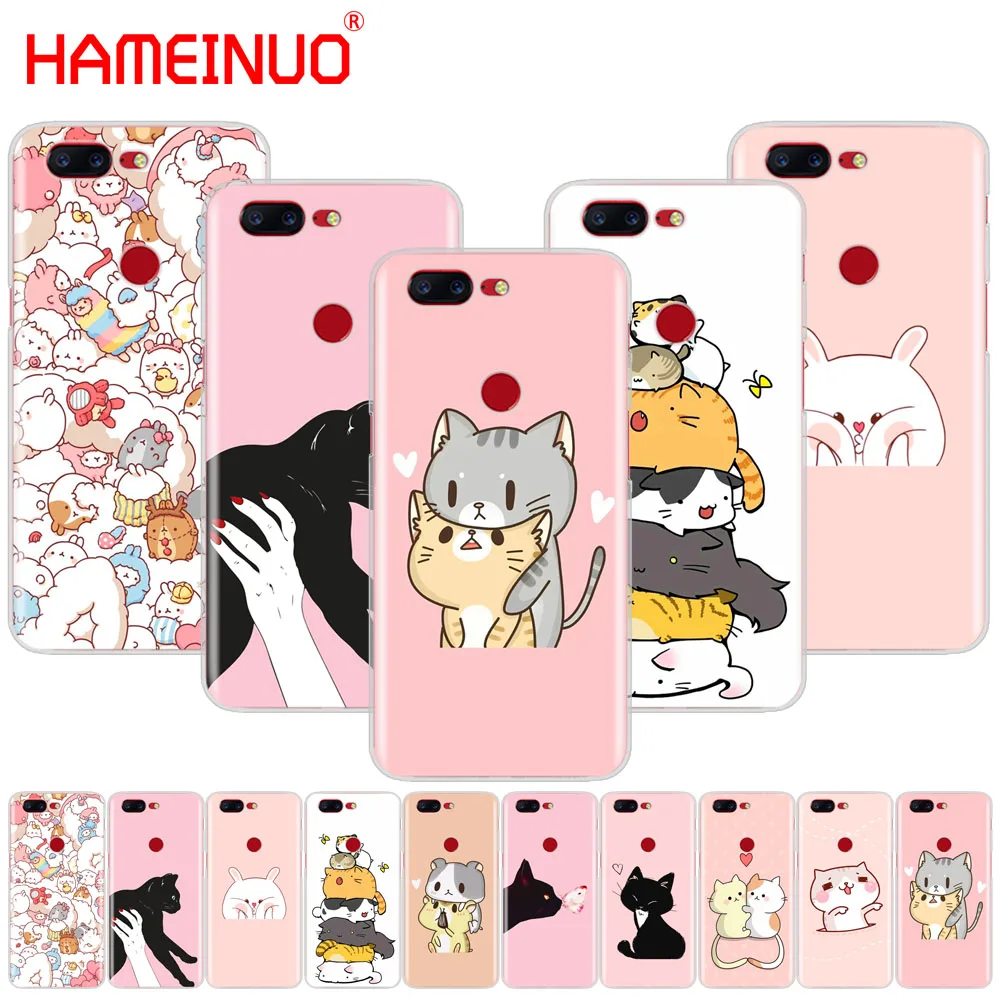 

HAMEINUO Kawaii Molang Cartoon Anime dog cat cover phone case for Oneplus one plus 6 5T 5 3 3t 2 X A3000 A5000