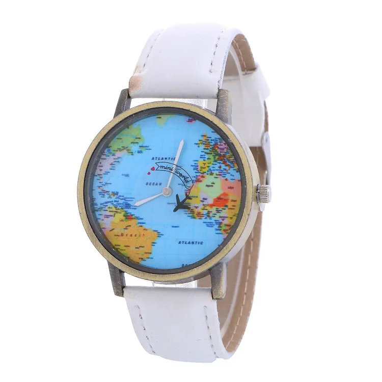 

8pcs/Lot Men Women Watches Global Travel By Plane Map Casual Denim Quartz Watch Casual Sports Watches for Men relogio feminino