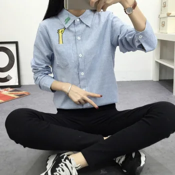 

flower blouses for Women Vertical Striped bouse Long Sleeve Woman Blusa Feminino Autumn Female Tops