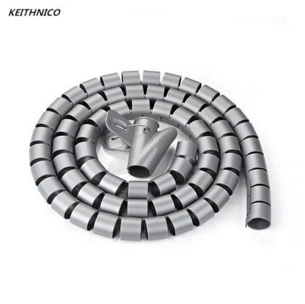 KEITHNICO 1M 3Ft 10mm Flexible Spiral Tube Cable Organizer Wire Wrap
