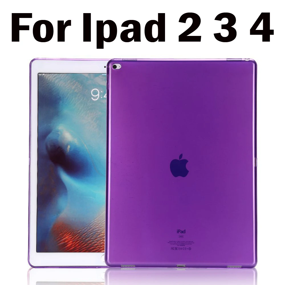 Для Apple iPad 2/3/4 прозрачный чехол Мягкий силиконовый чехол задняя крышка из ТПУ защитный чехол для планшета в виде ракушки для iPad Mini 1 2 3 - Цвет: Purple for 2 3 4
