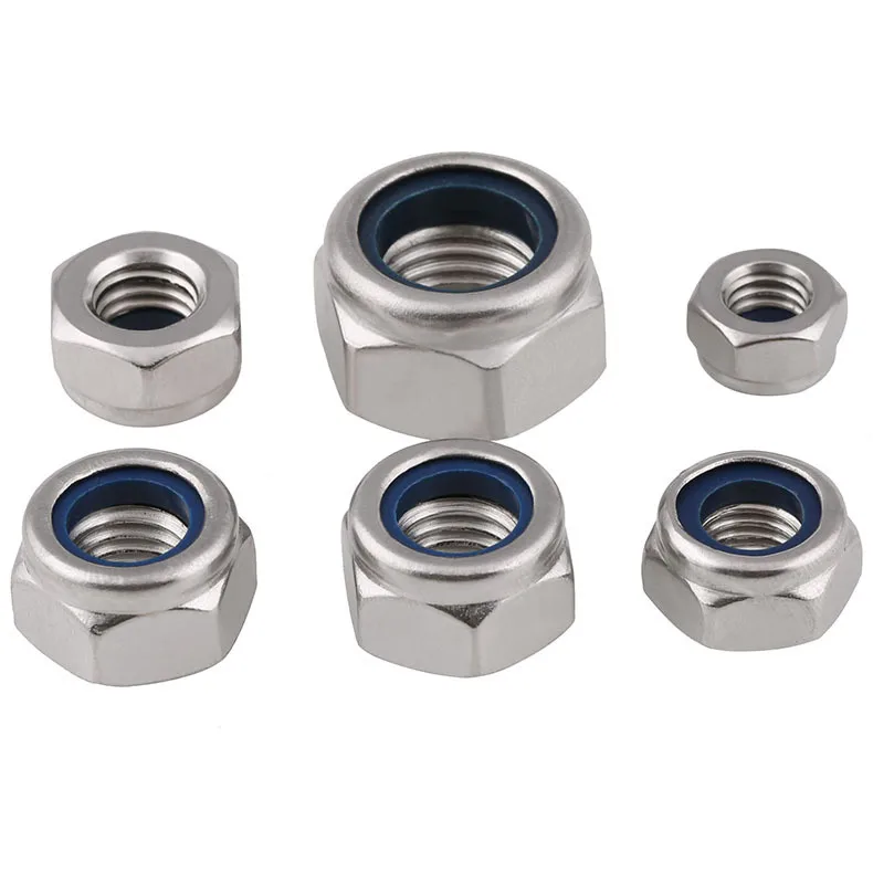 스테인레스 스틸 나일론 삽입 육각 잠금 너트 M2 M2.5 M3 M4 M5 M6 M8, 50/20pcs