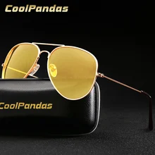Piloto de aviación amarillo gafas de sol para conducir de visión nocturna de las mujeres de los hombres gafas UV400 gafas para conductor gafas de sol 3025
