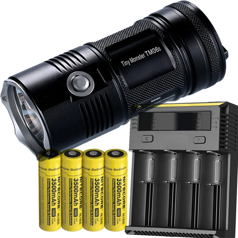 Nitecore TM06S 4000 lm Lampe de poche avec 4x 2300 mAh 18650 Piles /& i4 Chargeur