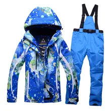 Free shipping women ski suit jacket windproof warm color outdoor sportswear + Pant Suit Waterproof winter jacket Women S-XXL