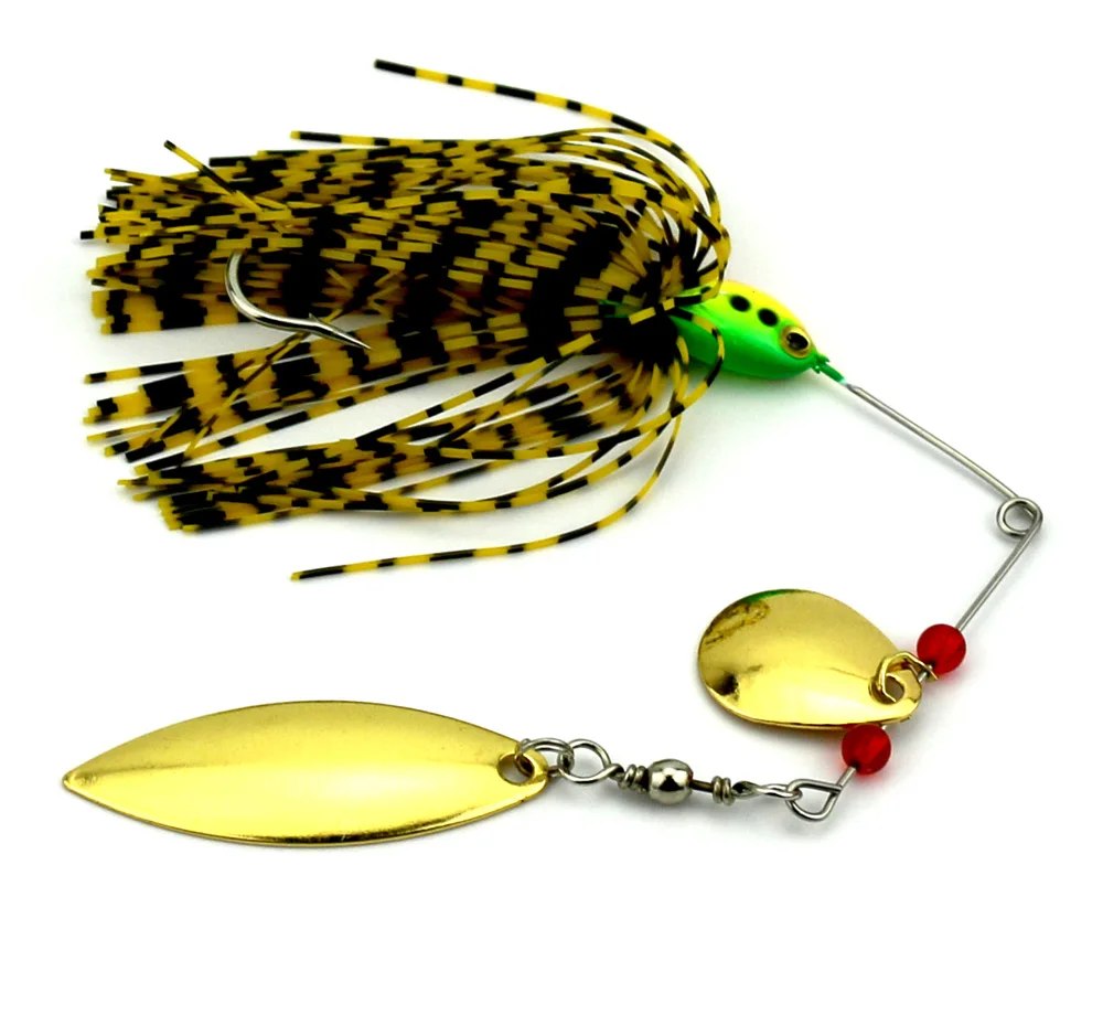 Hengjia Spinnerbaits вращающиеся блестки привести голову пух Щука Блесен Buzzbaits мало жира