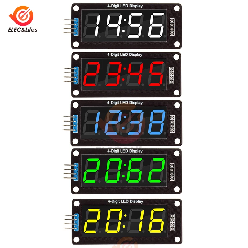 

TM1637 4 Bits Digital LED Display Module For Arduino I/O 7 Segment 0.56Inch Clock Red Green Blue Tube Serial Driver Board Pack