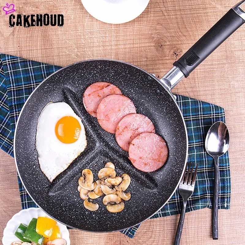 CAKEHOUD 26 см антипригарная Тройная многофункциональная кастрюля для завтрака Сплит сковорода поддон для сковороды стейк сковорода для газовой плиты кухня