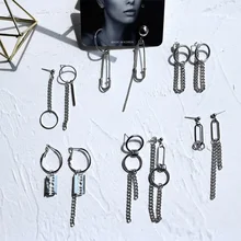 ¡Los mejores regalos! pendientes de cadena de Metal minimalista punk asimétricos geométricos Retro para mujer