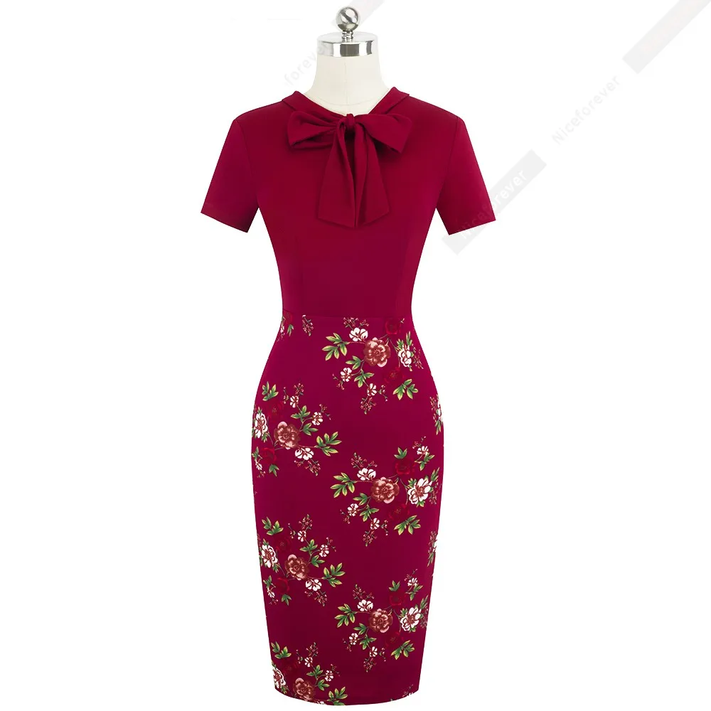 Элегантное лоскутное женское платье с цветочным принтом, винтажное повседневное облегающее летнее платье в деловом стиле HB535